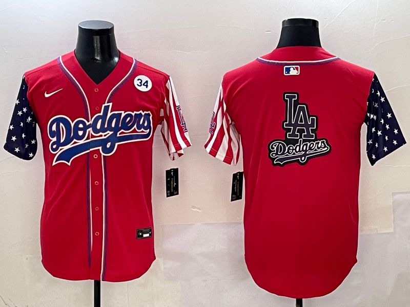 Men Los Angeles Dodgers Blank Red a generation of national flags Joint name 2025 Nike MLB Jersey style 30->los angeles dodgers->MLB Jersey